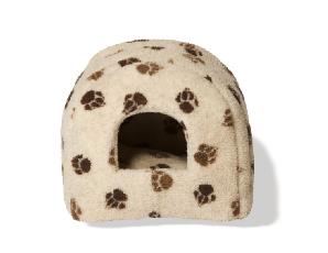 Danish Design Sherpa Fleece Beige Brown Paw Igloo 41x41cm